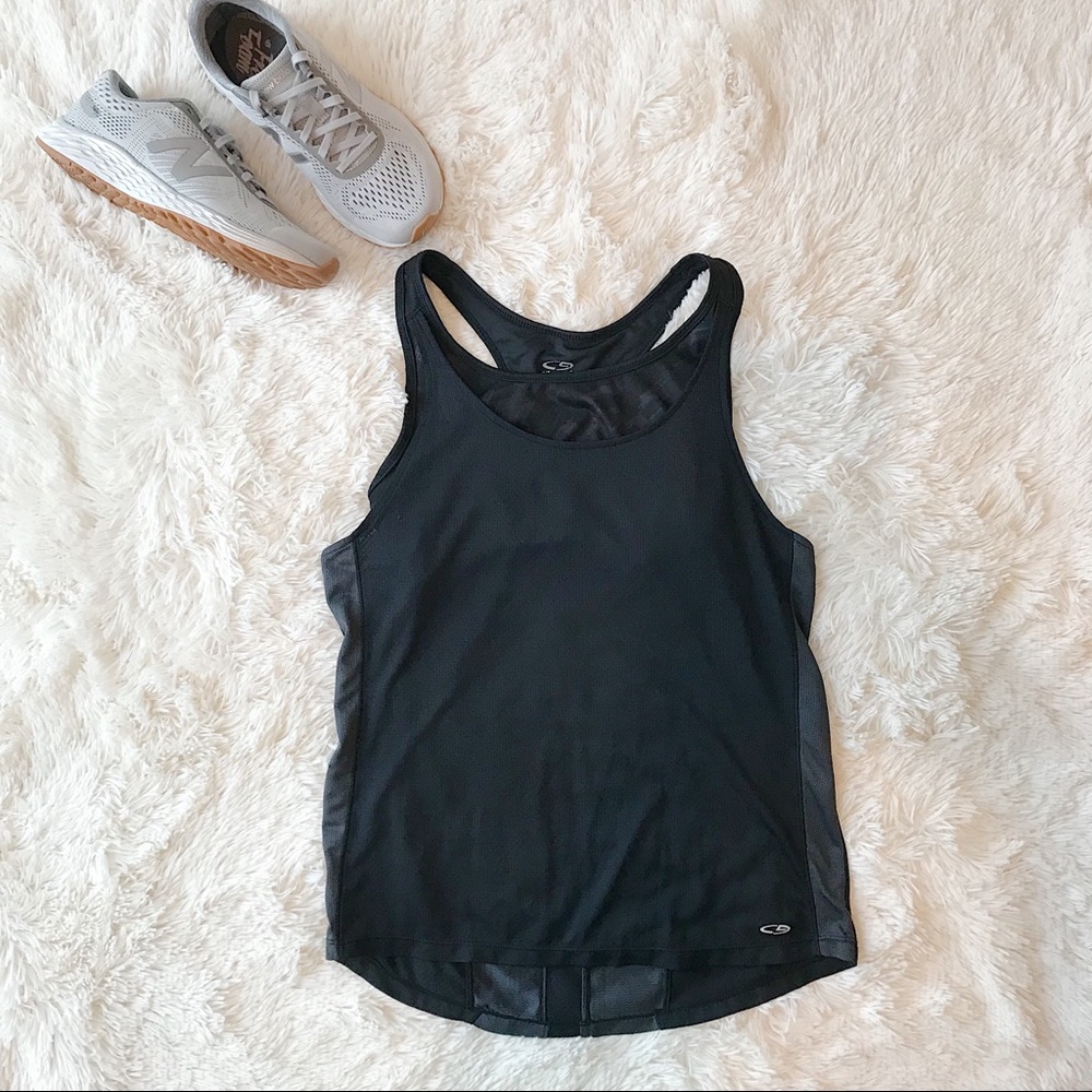 Champion black activewear workout racerback tank attached sports bra Sz M